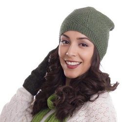 Avocado Honeycomb,'100% Baby Alpaca Hat in Avocado from Peru'