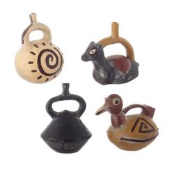 'Set of 4 Pre-Columbian Style Ceramic Mini Vases from Peru'