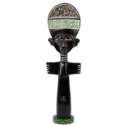 Ahoufe,'African Beauty Sculpture in Hand Carved Wood and Beadwork'