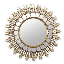 Elegant Rays,'Artisan Crafted Wood Wall Mirror from Peru'