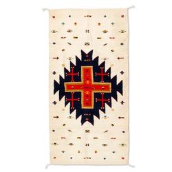 Serene Landscape,'Geometric Patterned 100% Wool Area Rug in Earth Tones (3x5)'