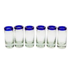 Tequila glasses, 'Tequila Blues' (set of 6)