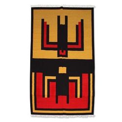 Wool rug, 'Hummingbird' (6x9.5)