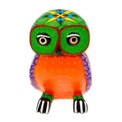 Owl Joy,'Handcrafted Copal Wood Alebrije Owl Figurine from Mexico'