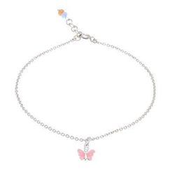 Butterfly Nature,'Sterling Silver and Quartz Butterfly Anklet from Thailand'