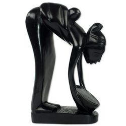 Serwaa Mother,'Hand Carved Mother and Child Black Sculpture from Ghana'
