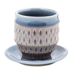 Blue Falls,'Rain Motif Celadon Ceramic Cup and Saucer from Thailand'