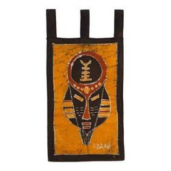 Cotton batik wall hanging, 'Battle Cry'