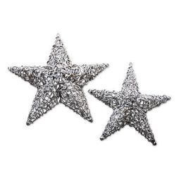 Woven Stars,'Handmade Eco-Friendly Plastic Star Wall Art (Pair)'