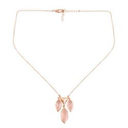 Rosy Princess,'Rose Gold Plated Rose Quartz Pendant Necklace from India'