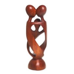 Family Spiral,'Hand Crafted Wood Family Statuette from Bali'