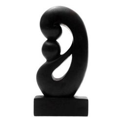 Boundless Love,'Balinese Wood Sculpture Mother and Child'