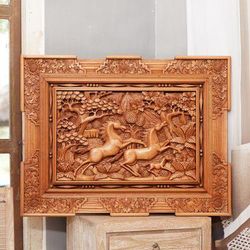 Racing Horses,'Hand Made Wood Relief Panel'