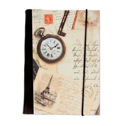 Time Flies,'Recycled Paper Handmade Journal with Travel Motifs'