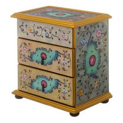 Subtle Splendor,'Hand Crafted Reverse-Painted Glass Jewelry Chest'