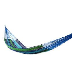 'Ocean Dreams' (single) - Handcrafted Cotton Striped Rope Hammock