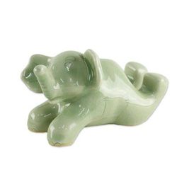 Funny Elephant,'Celadon Ceramic Sculpture of an Elephant from Thailand'
