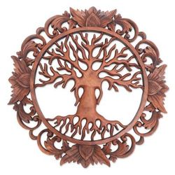 Tree Roots,'Hand Carved Suar Wood Tree Relief Panel from Bali'
