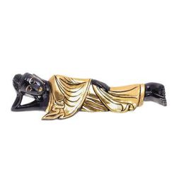 Reclining Teacher,'Gold-Accented Reclining Buddha Sculpture'