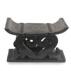 'Strength of Heart' - Artisan Crafted Ashanti Wood Throne Ottoman
