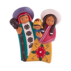 Sweet Family,'Hand-Painted Ceramic Andean Decorative Accent from Peru'