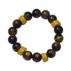Care for the Earth,'Tiger's Eye and Recycled Glass Beaded Stretch Bracelet'