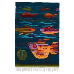 Colorful Aquarium,'Handwoven Wool Fish Tapestry from Peru'