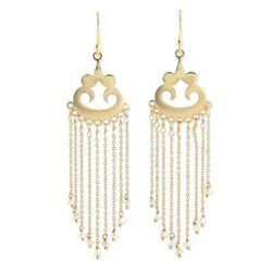 Glowing Rain,'Gold Plated Cultured Pearl Waterfall Earrings from India'