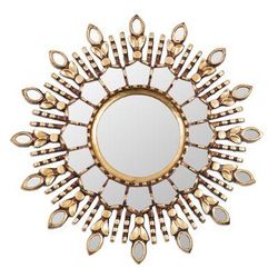 Radiant Light,'Handmade Bronze Gilded Wood Wall Mirror from Peru'