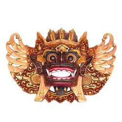 'Hand-Carved Wood Sculpture with Traditional Balinese Motifs'