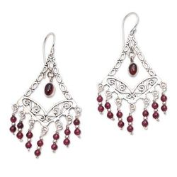 Raining Prosperity,'Garnet Chandelier Earrings from Bali'