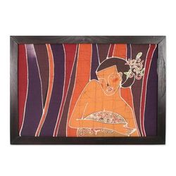 Batik art, 'The Beautiful Woman' - Batik Cotton Wall Art