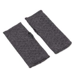Passionate Pattern in Graphite,'Patterned 100% Baby Alpaca Fingerless Mitts in Graphite'