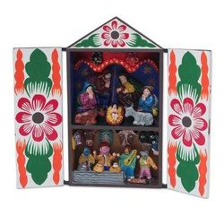 Christmas with Musicians,'Handcrafted Christmas Retablo Diorama Nativity Scene'