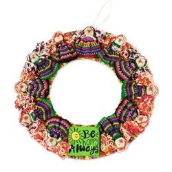 Be Happy Always,'Handmade Guatemalan Worry Doll Happy Wreath'