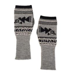 Chancay Icons in Grey,'Soft Fingerless Mitts in 100% Baby Alpaca from Peru'