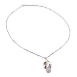 'Multi-Gem Peridot Amethyst and Rainbow Moonstone Necklace'