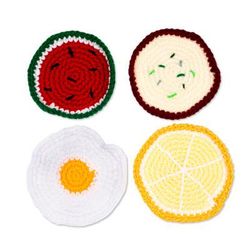 Good Taste,'Food-Themed Crocheted Coasters (Set of 4)'