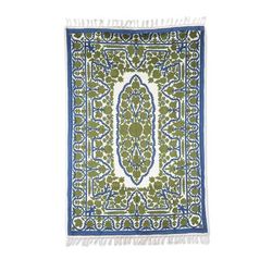 Wool chain stitch rug, 'Hallowed Forest' (4x6)