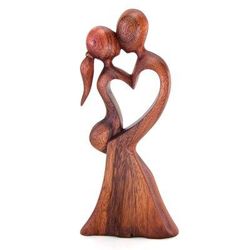 Wood sculpture, 'Love's Kiss'