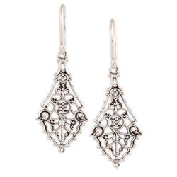 Garden Gateway,'Openwork Sterling Silver Dangle Earrings Crafted in India'
