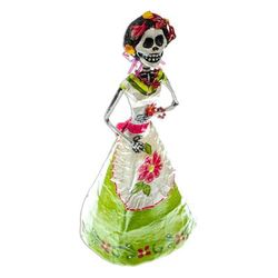 Catrina with Apron,'Apron-Clad Papier Mache Catrina Statuette'