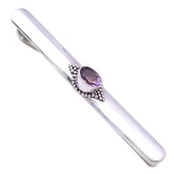 Bold Spirit,'Amethyst Sterling Silver Tie Clip'