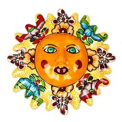 Bright Sol,'Hand Crafted Talavera Style Sun Wall Accent'