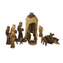 'Gift of the Ghanaian Magi' - Nativity Scene Wood Sculpture
