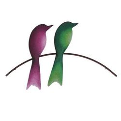 Avian Friends,'Steel Wall Sculpture of Two Colorful Birds from Mexico'