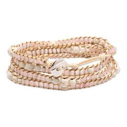 Baby Cheeks,'Handmade Howlite and Rose Quartz Beaded Wrap Bracelet'