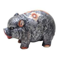 Chubby Swine,'Hand Carved Suar Wood Pig Statuette'