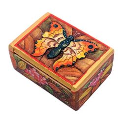 Butterfly Paradise,'Hand Painted Mini Jewelry Box with Butterfly Motif'