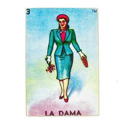 The Lady,'Decoupage Wooden Magnet With Mexican Loteria Card Motif'